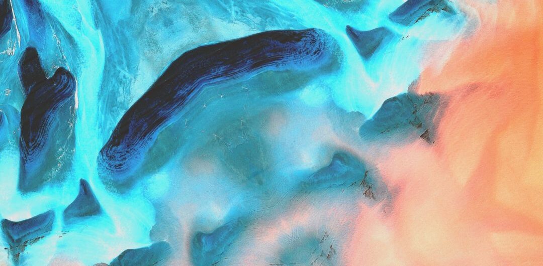 photo of blue and orange abstract painting