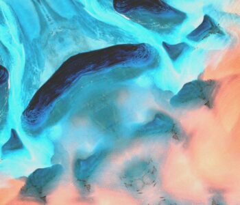 photo of blue and orange abstract painting